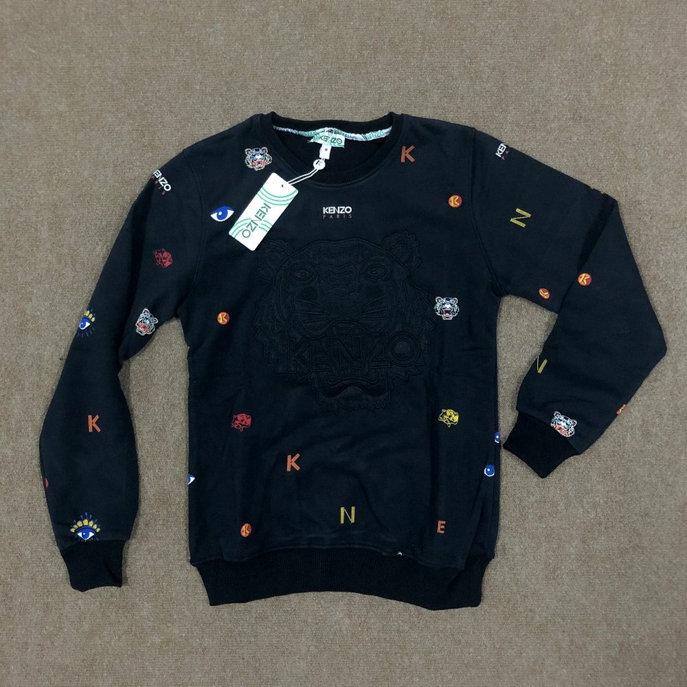 Kenzo Women Embroidery Dark Navy Sweatshirt L